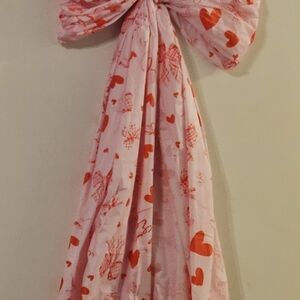 Pink and Red Heart Patterned Scarf